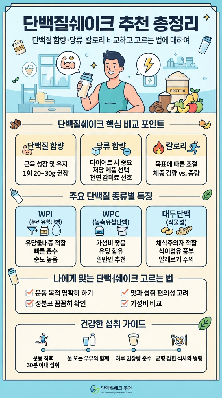 단백질쉐이크 추천 총정리｜단백질 함량·당류·칼로리 비교하고 고르는 법