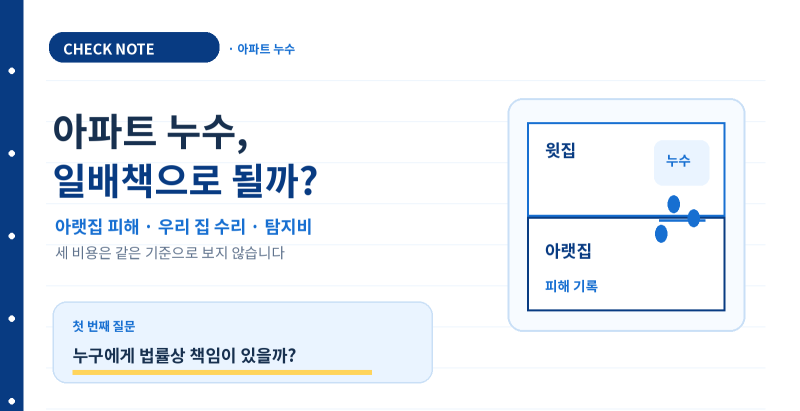 아파트 누수 일상생활배상책임보험 보상될까? 아랫집·우리 집·탐지비 구분법