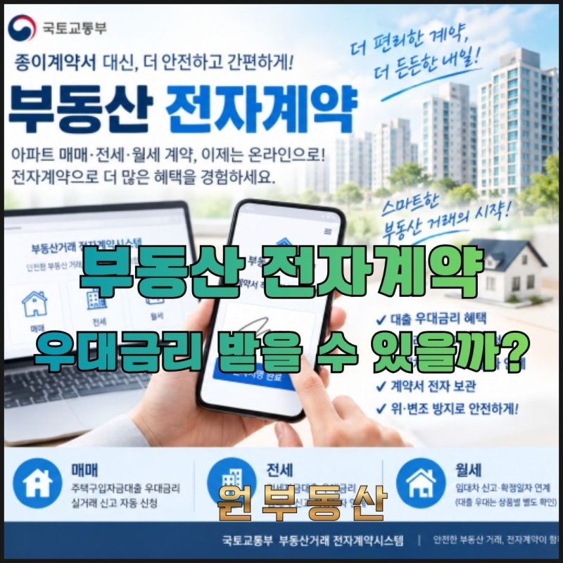 [부동산 전자계약]아파트 계약할 때 전자계약하면 대출 우대금리 받을 수 있을까?