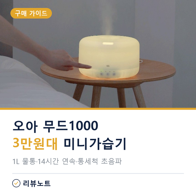 오아 가습기 무드1000, 3만원대 원룸 미니가습기 밤새 틀 수 있을까?