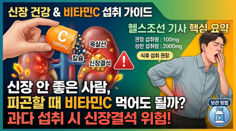 신장 안 좋은 사람, 피곤할 때 비타민C 먹어도 될까? 과다 섭취 주의