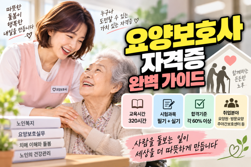 2026 요양보호사 자격증 취득방법 총정리, 교육시간·시험과목·합격기준·취업까지