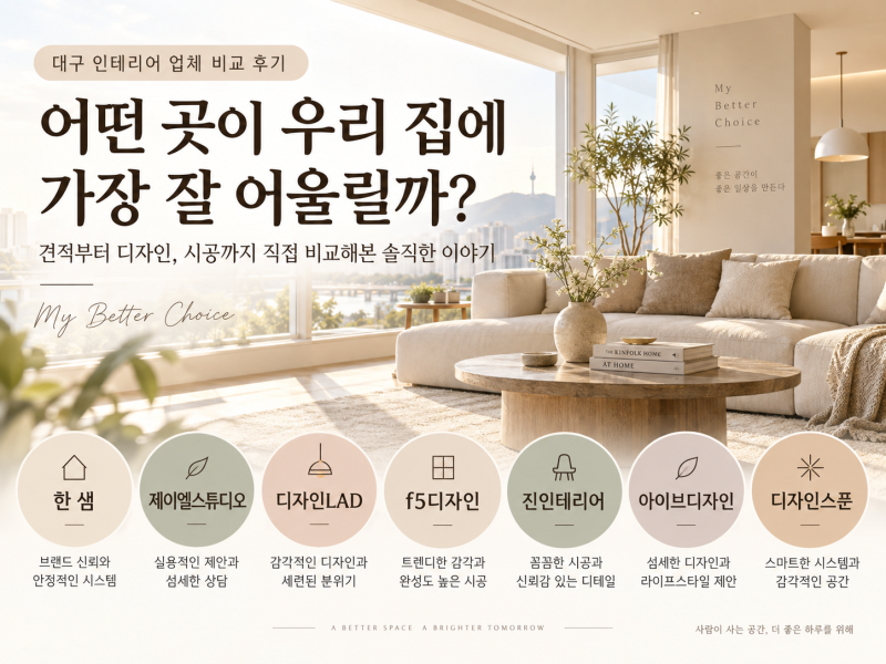 대구 인테리어 업체 고르는 법｜여러 곳 상담하고 견적 받아보니