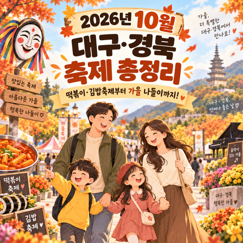 2026년 10월 대구·경북 축제 총정리｜떡볶이·김밥축제부터 가을 나들이까지!