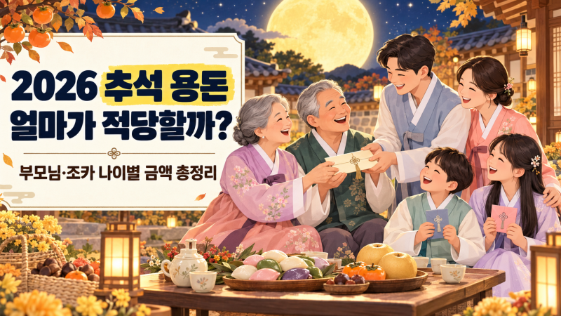 2026 추석 용돈 얼마가 적당할까?｜부모님·조카·초등학생·중학생·고등학생 명절 용돈 금액....