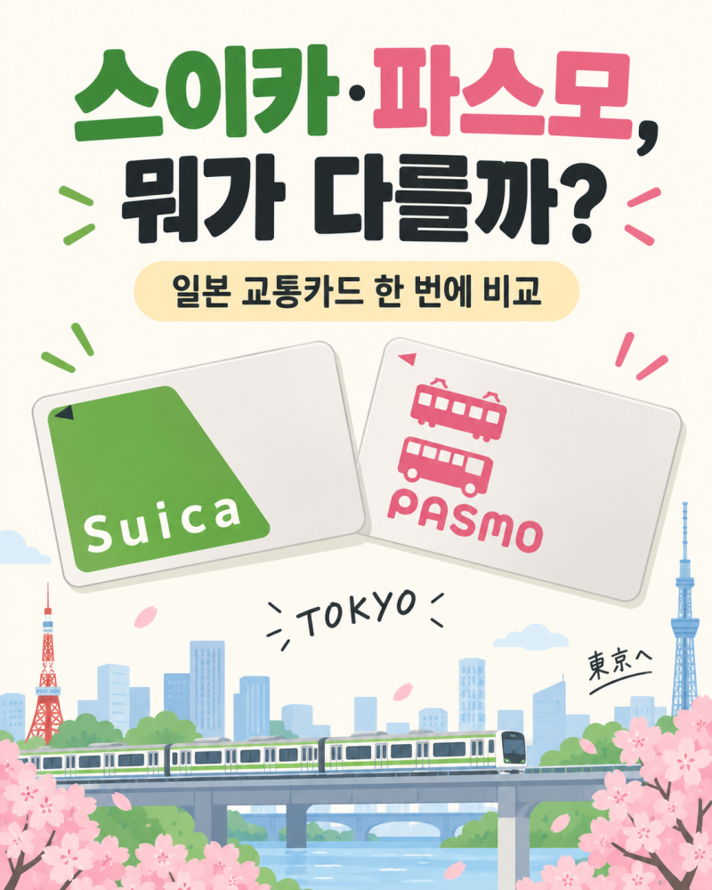 일본 스이카 파스모 차이｜교통카드 구매부터 충전, 아이폰 등록까지 총정리