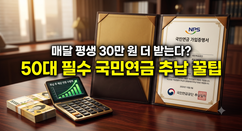 "매달 30만원 더 받는다?" 국민연금 추납(추가납부) 신청 방법과 50대 손익 계산 팩트