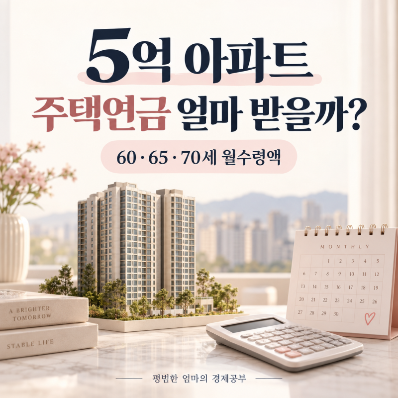 5억 아파트 주택연금 매달 얼마 받을까? 60·65·70세 월수령액 계산
