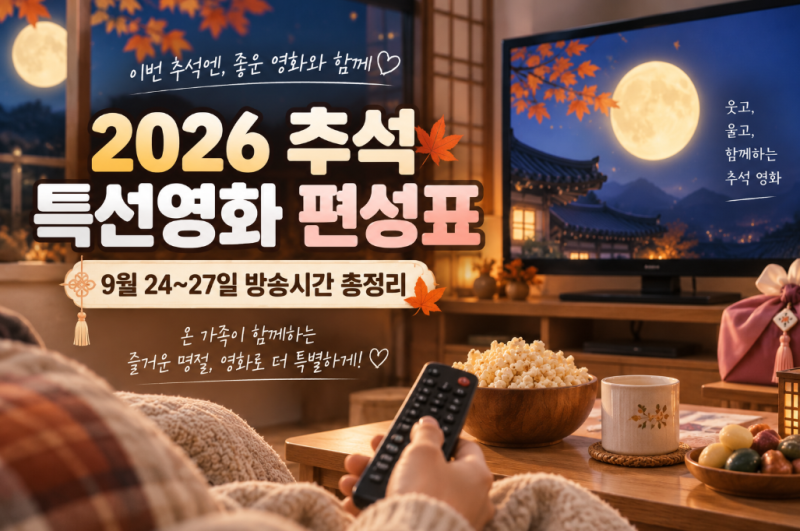 2026 추석 특선영화 편성표｜9월 24~27일 영화 시간표 한눈에 보기