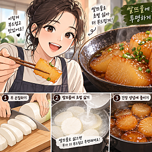일식 무조림 쌀뜨물 초벌로 투명하게 졸이는 비법