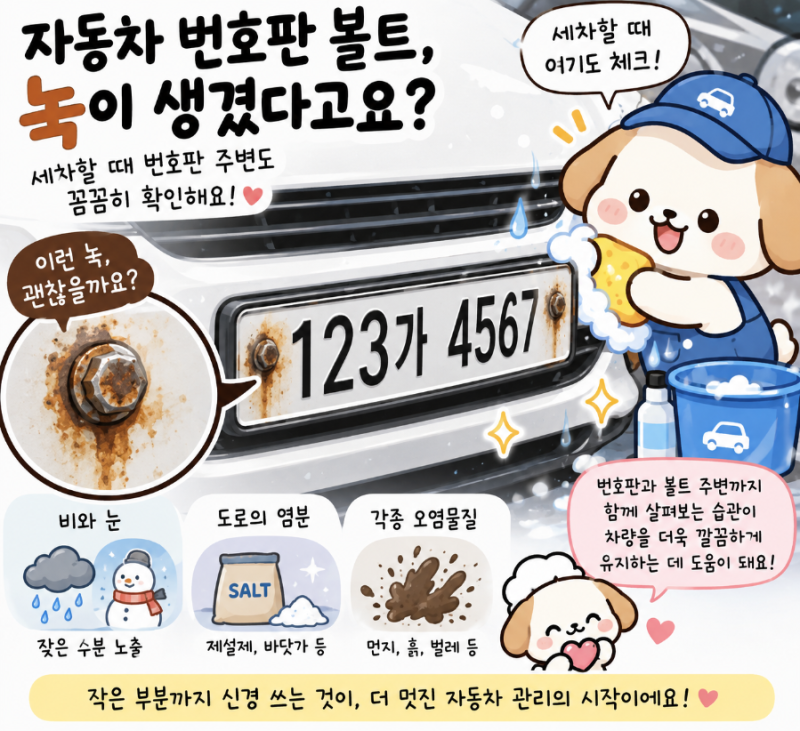 자동차 번호판 볼트 녹이 생겼을 때 관리 방법