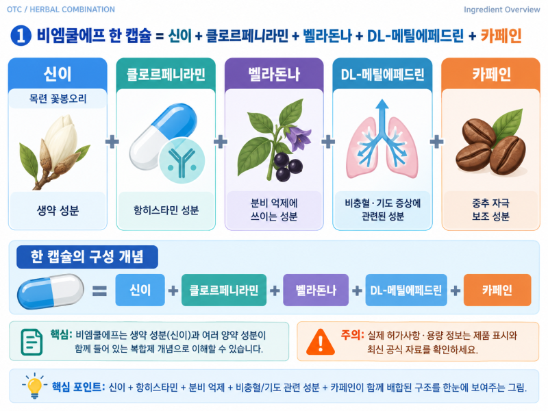 비엠쿨에프 효과·성분｜신이가 들어간 콧물·비염약, 한약+양약 조합은 어떻게 작용할까?