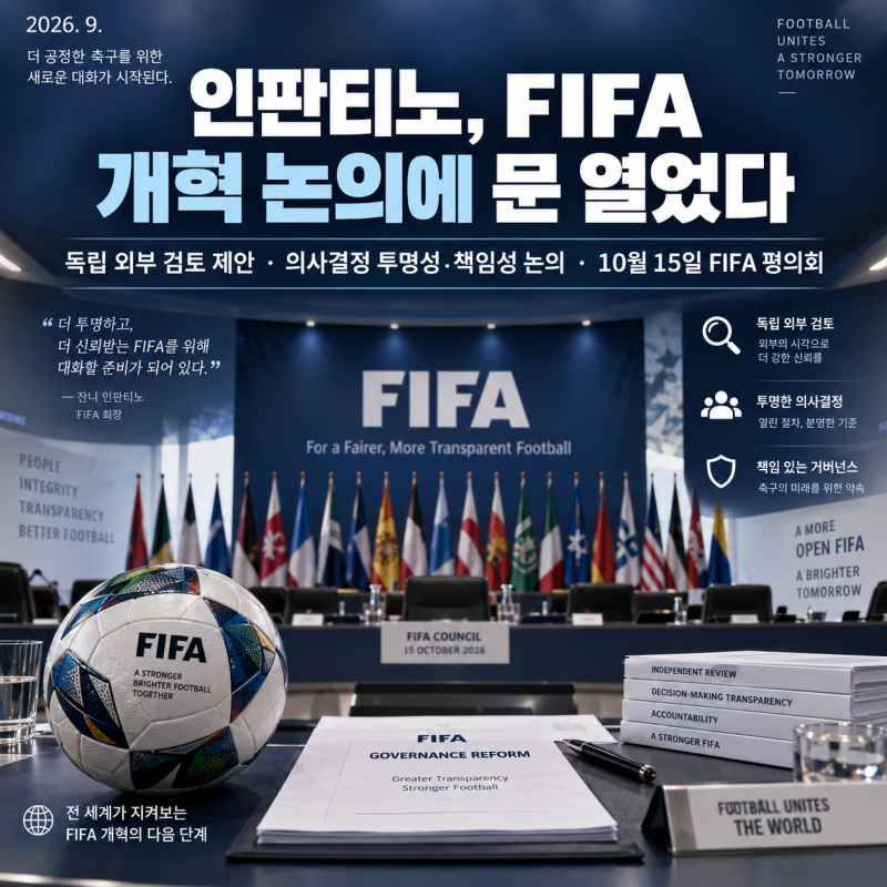인판티노, FIFA 개혁 논의에 문 열었다…독립 외부 검토까지 제안