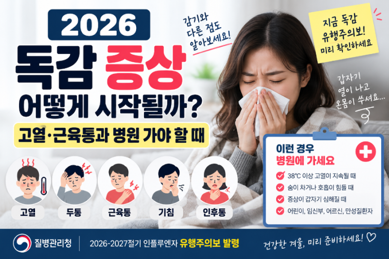 독감 증상 어떻게 시작될까? 고열·근육통과 병원 가야 할 때