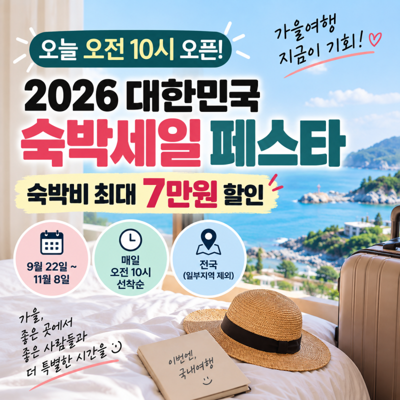 2026 숙박세일 페스타 오늘 시작｜숙박쿠폰 최대 7만원 할인받는 법(feat. 신청방법, 카드사 추....