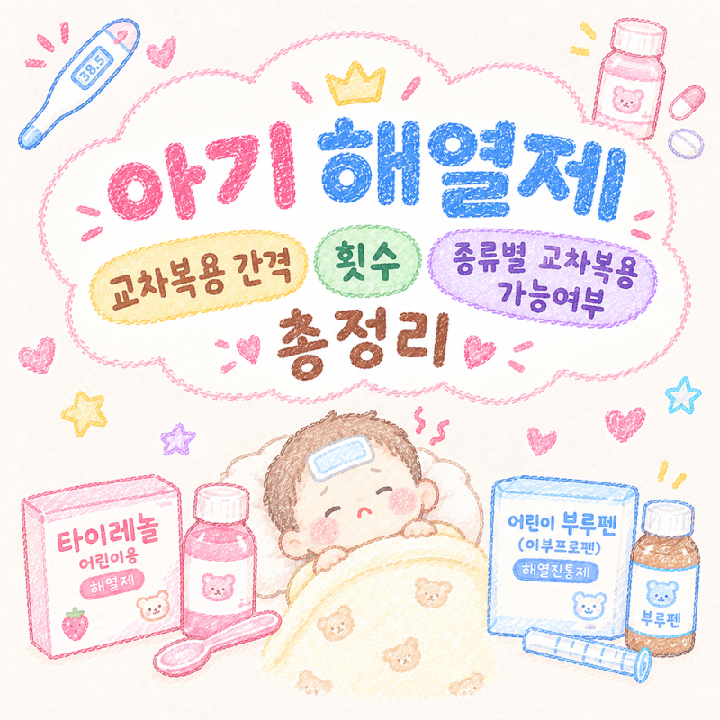 아기 해열제 교차복용 종류별 시간, 간격, 횟수 정리, 타이레놀 챔프 부루펜 등
