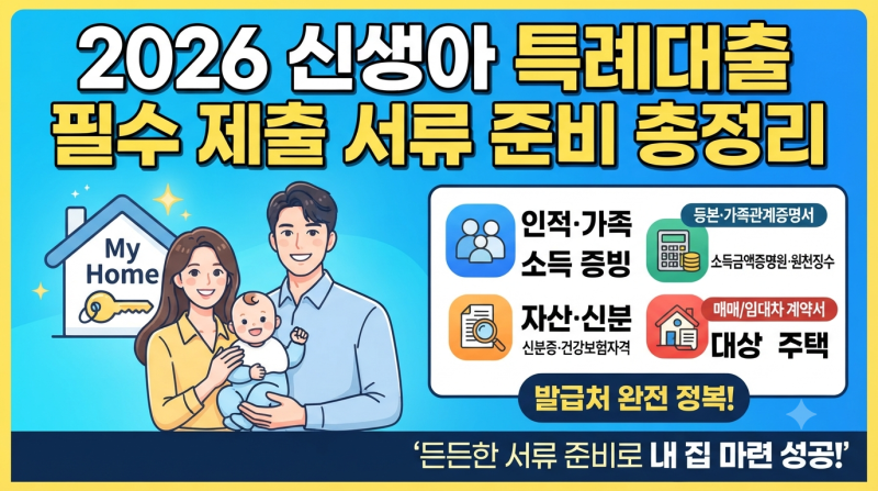 2026 신생아 특례대출 필수 제출 서류 준비 총정리