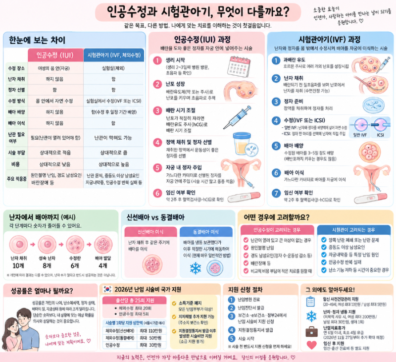 (임신) 인공수정과 시험관 - 정의, 특징, 비교, 시술방법, 난임지원금 신청방법, 난임휴가6일, ....