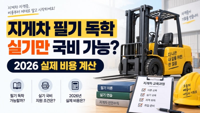 지게차 필기 독학하고 실기만 국비 가능할까