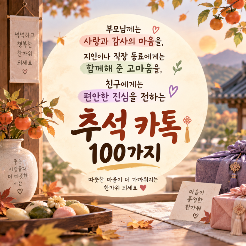 추석 명절 인사 카톡 메시지 100개｜부모님·동료·친구·지인·선후배에게 전하는 따뜻한 인....