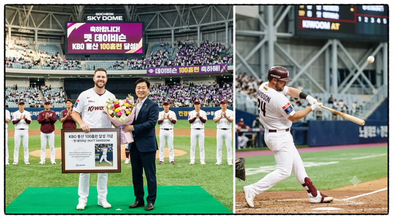 키움 데이비슨 KBO 통산 100홈런 달성, 고척스카이돔 시상식 현장 소식