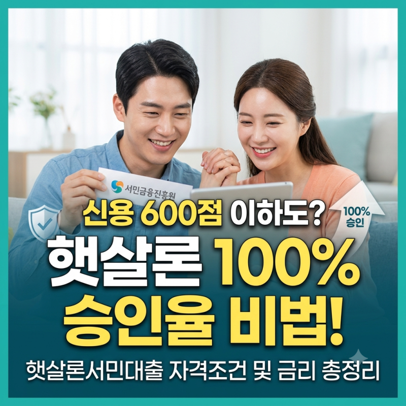 햇살론서민대출 자격조건 및 금리까지 총정리, 신용 600점 이하도 100% 승인율 높이는 3가지 비....
