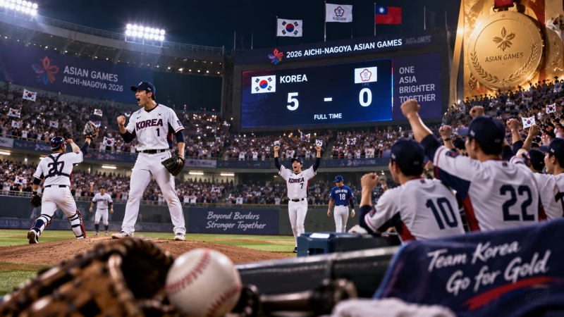 ⚾ 2026 아시안게임 야구 한국 5대0 대만 완파!