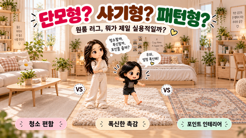 단모 러그 vs 샤기 러그 vs 원형 러그｜거실엔 어떤 러그가 제일 실용적일까?