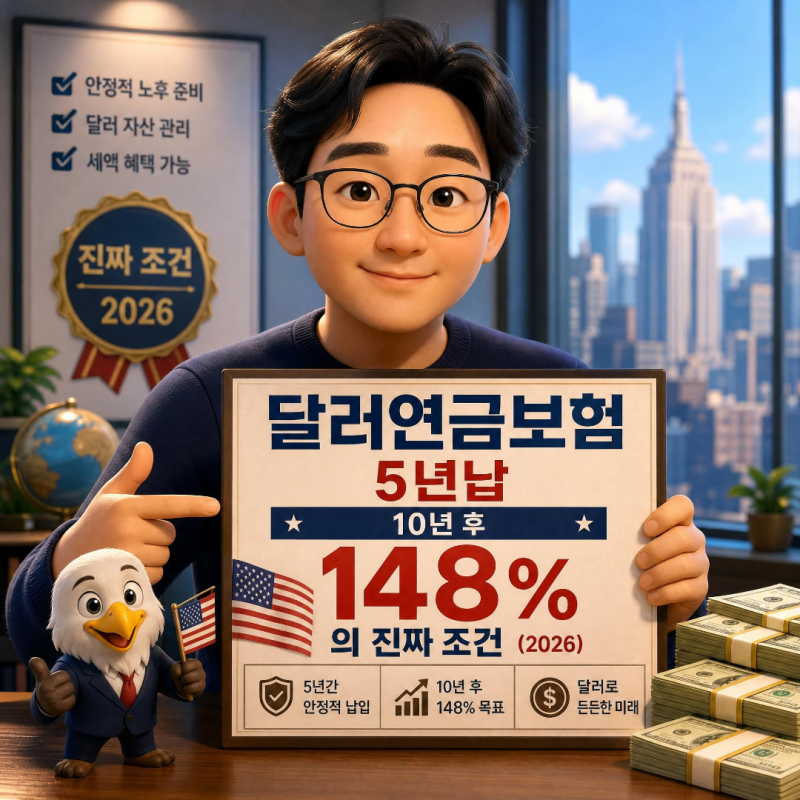 달러연금보험 5년납, 10년 후 148%의 진짜 조건 (2026)