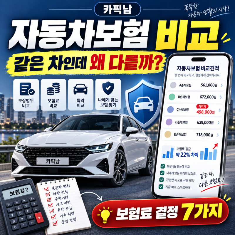 자동차보험 비교, 같은 차인데 보험료가 다른 이유 7가지