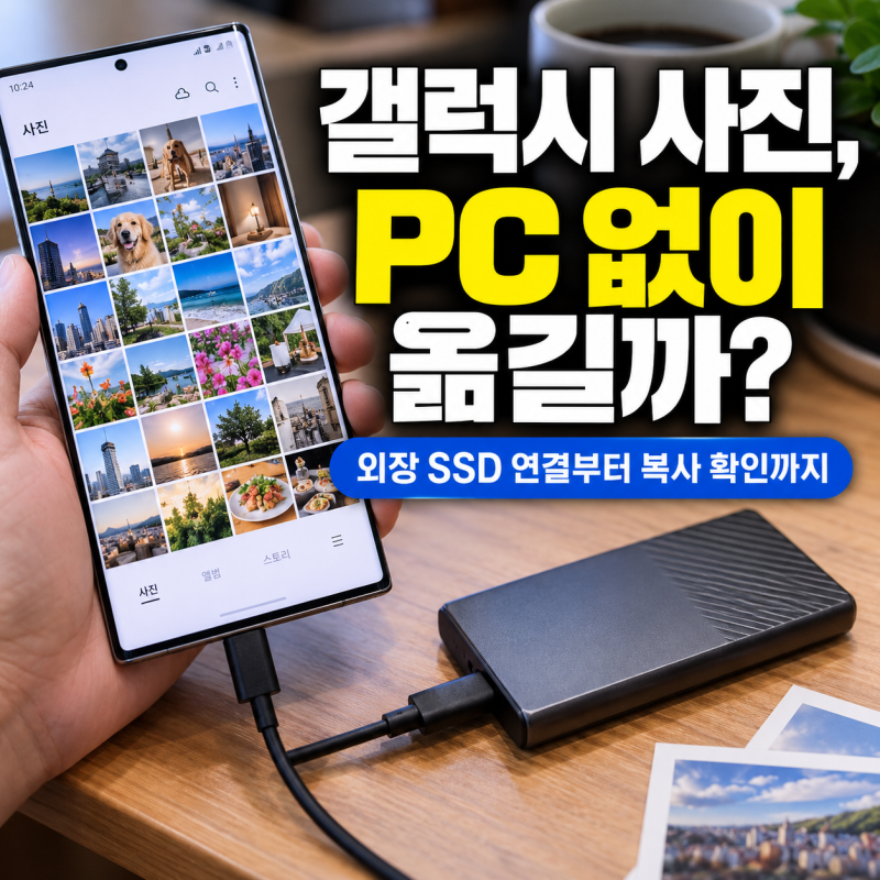 “갤럭시 사진, PC 없이 옮길까?” 외장 SSD 연결부터 복사 확인까지