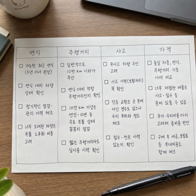 경차 중고차 가격은 어떻게 볼까? 연식·주행거리·이전비까지 시세 확인 순서