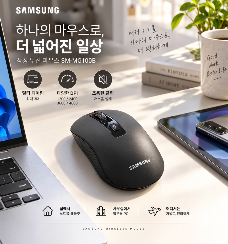 삼성 무선 마우스 SM-MG100B, 블루투스와 2.4GHz를 한 번에