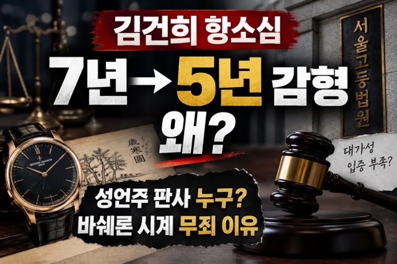 김건희 항소심 7년→5년 감형 왜? 성언주 판사 누구 바쉐론 시계 무죄 이유