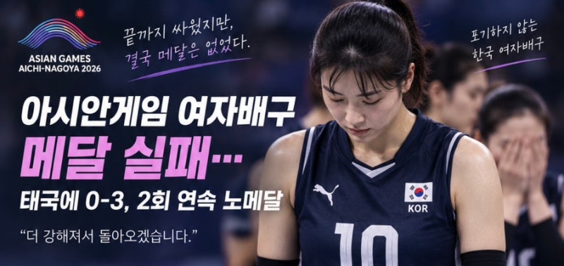 아시안게임 여자배구 메달 실패…태국에 0-3, 결국 2회 연속 빈손이었다