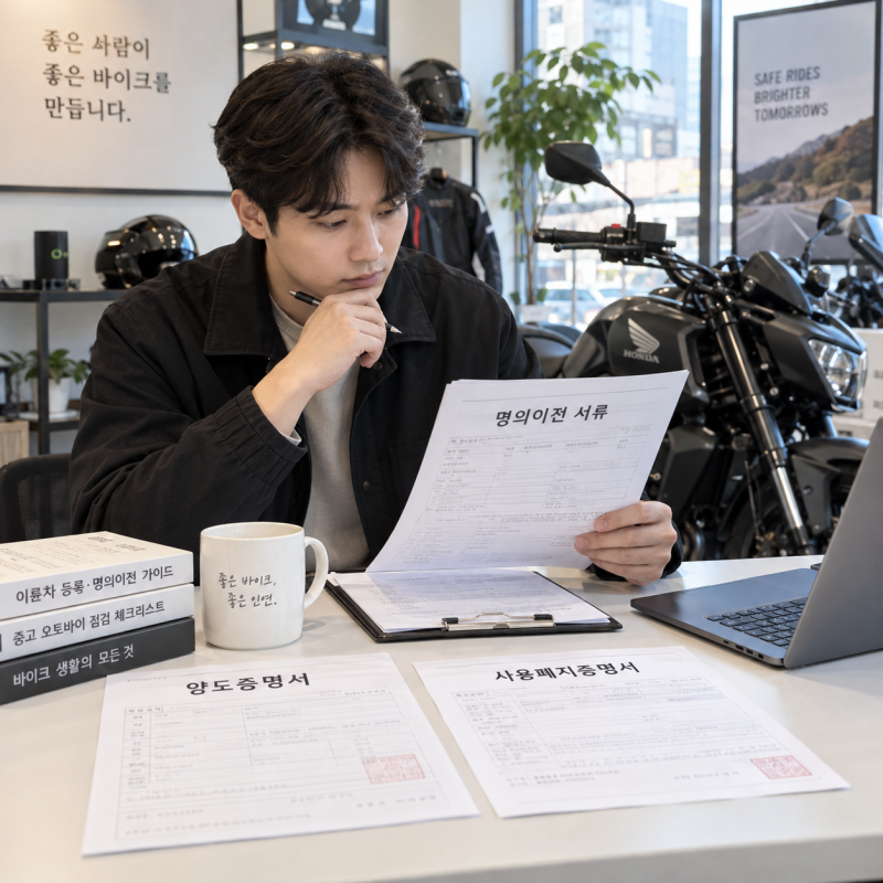 중고 오토바이 살 때 서류부터 확인하세요! 명의이전·폐지증명서·압류 확인 방법