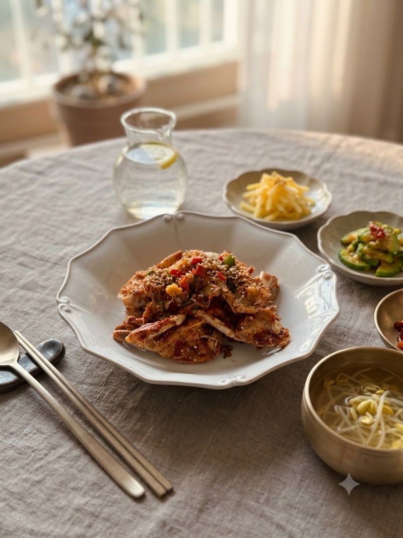 삶은 양념 게장 레시피 꽃게 무침 매콤 달짝지근 맛있는 무침