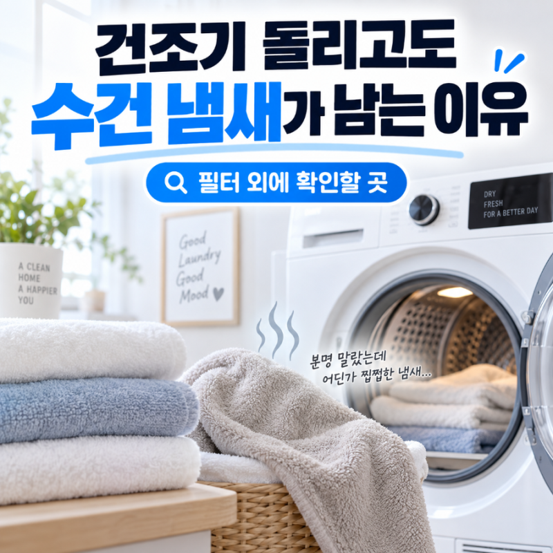 건조기 돌리고도 수건 냄새가 남을 때, 필터 말고 꼭 확인할 곳