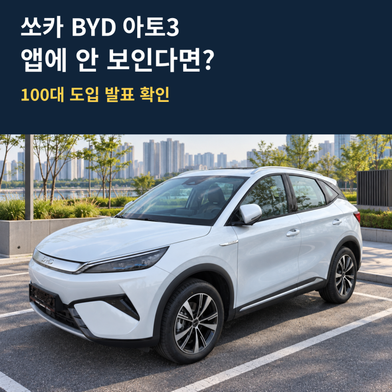 쏘카 BYD 아토3 대여 앱에 안 보일 때 확인할 5가지