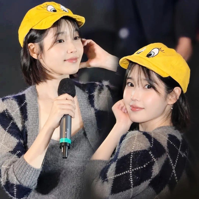 IU's 'The Winning' Stage Greeting Look: Short Hair and Knitwear, Perfect for an Autumn Woman