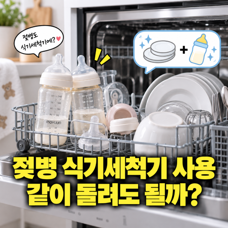젖병 식기세척기 사용, 일반 식기와 함께 돌려도 될까?
