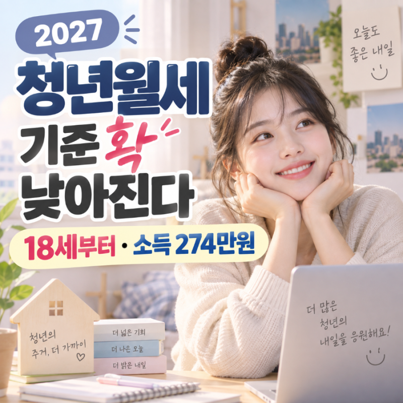 2027 청년월세지원 확대! 18세부터·소득 274만원, 누가 받을 수 있나?