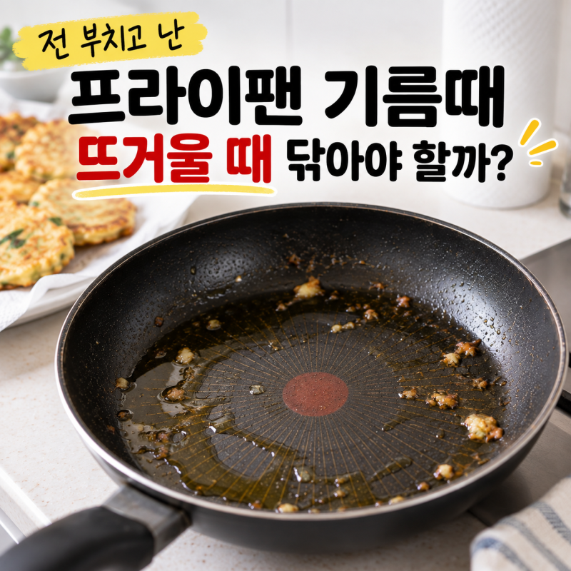 전 부치고 난 프라이팬 기름때, 뜨거울 때 닦아야 할까?