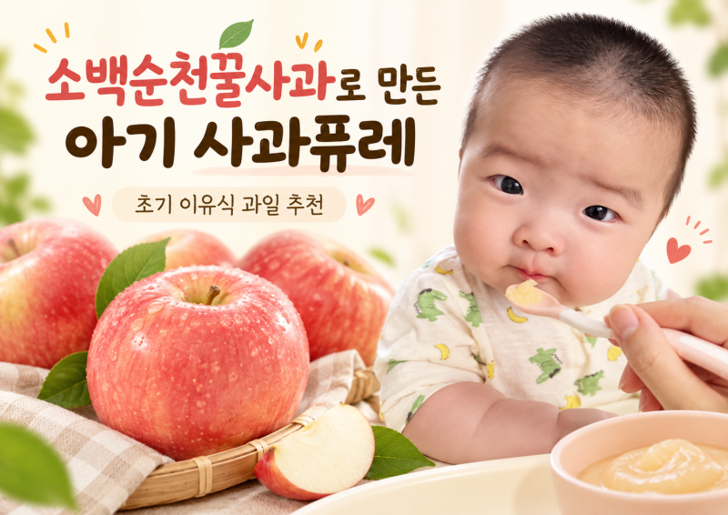 소백순천꿀사과로 만든 아기 사과퓨레｜초기 이유식 과일 추천