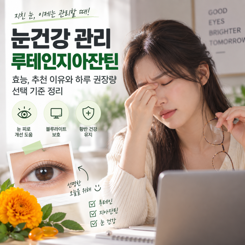 눈건강 관리 루테인지아잔틴 효능, 추천 이유와 하루 권장량 선택 기준 정리