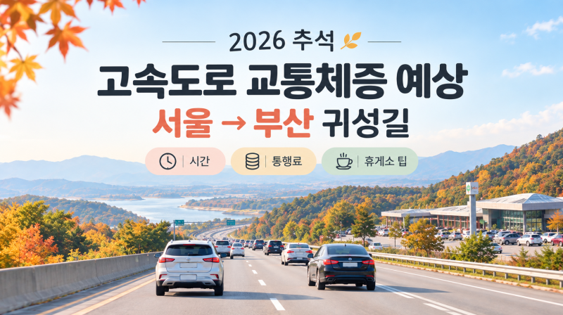 2026 추석 고속도로 교통체증 예상｜서울→부산 귀성길 시간·통행료·휴게소 팁