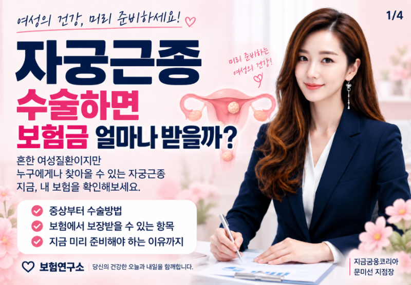 자궁근종 수술하면 보험금 얼마나 받을까? 자궁근종 증상·수술방법·여성수술비 체크