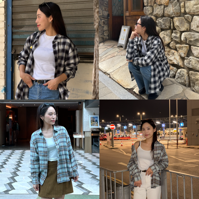 탑텐 체크셔츠 여자 가을코디 OOTD 여성남방 후기