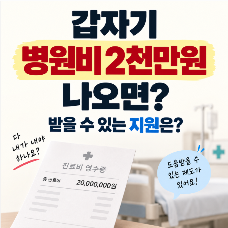 갑자기 병원비 2천만원 나왔다면? 받을 수 있는 의료비 지원 확인하세요