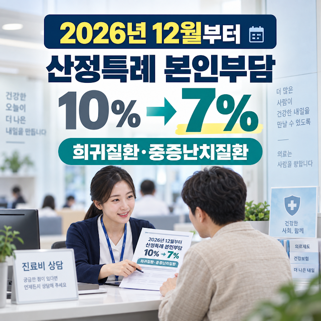 산정특례 본인부담 7%로 인하｜2026년 12월 희귀질환·중증난치질환 변경 내용